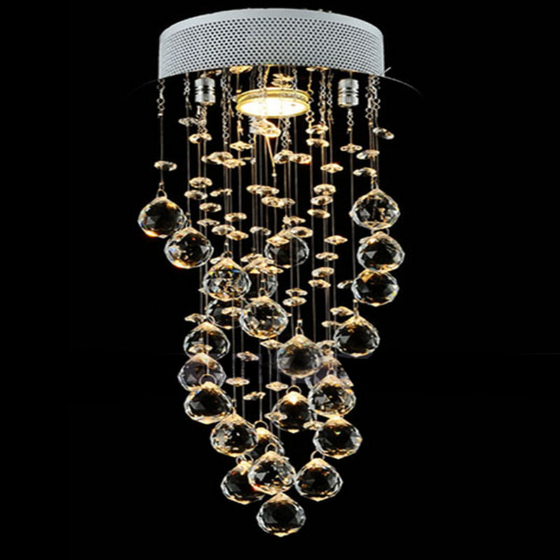 spiral crystal ceiling light fixture flush mounted crystal light lustres de sala for stairs porch aisle hallway lamp