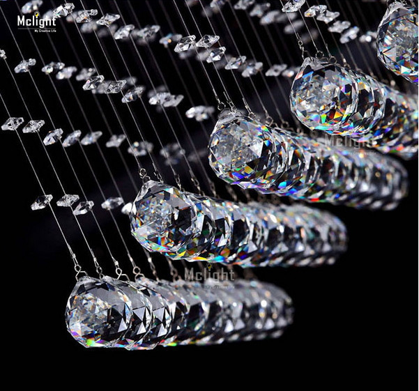 spiral crystal ceiling light fixture long crystal light lustres de sala crystal lamp for aisle hallway porch staircase d500mm