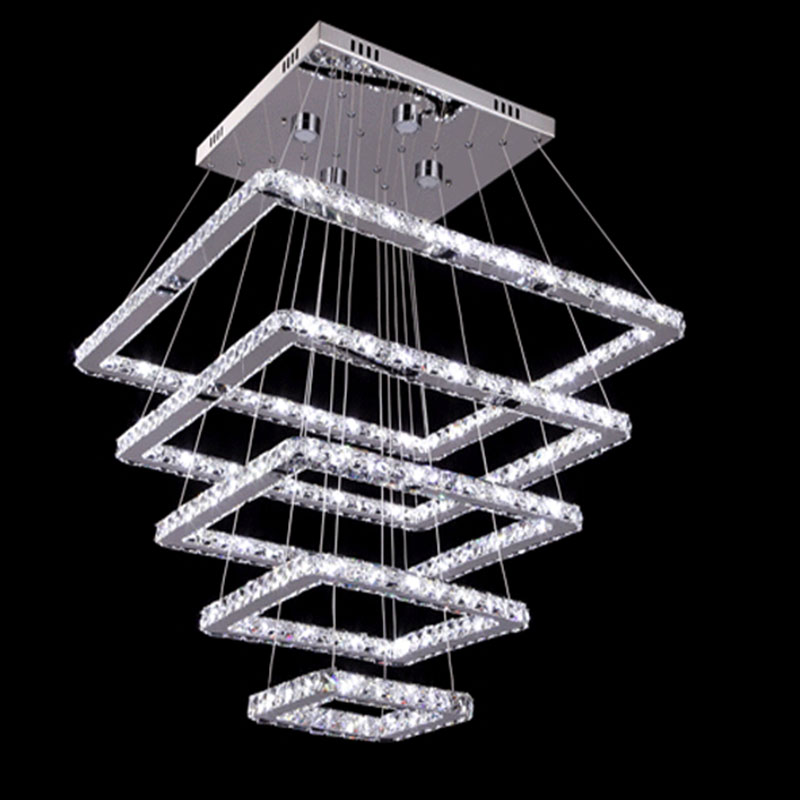 square crystal led ceiling light fixture 5 squares crystal stair lighting for el, hallway, villa