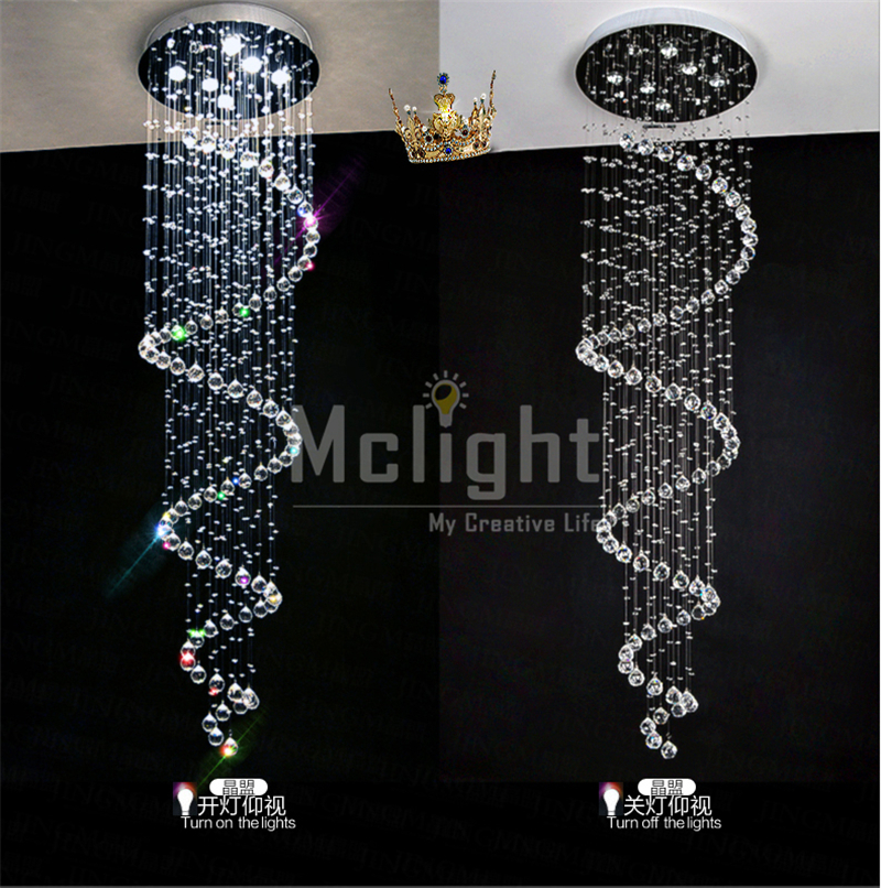 top s modern lustre k9 chandelier spiral stair light crystal lamp dia600*h2500mm