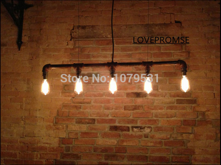 vintage edison pendant light 3,5 heads retro water pipe pendant lamp bulbs for warehouse/dining room /ktv /bar e27 lamp holder