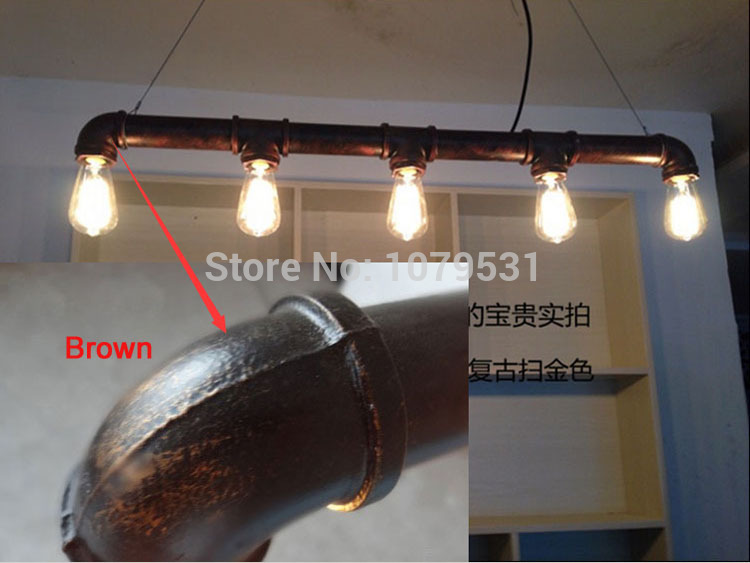 vintage edison pendant light 3,5 heads retro water pipe pendant lamp bulbs for warehouse/dining room /ktv /bar e27 lamp holder