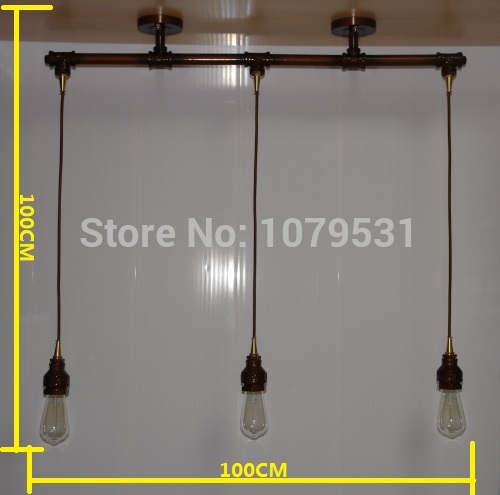 vintage loft chandelier 3 light industrial water pipe tube edison bulbs pendant lamp for dining,bar