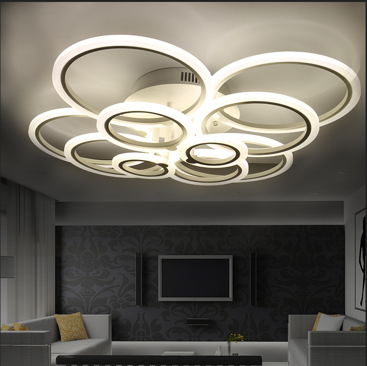 white modern acrylic led ceiling light fixture ring lustre large flush mounted circles lamp for dining room sitting bedroom