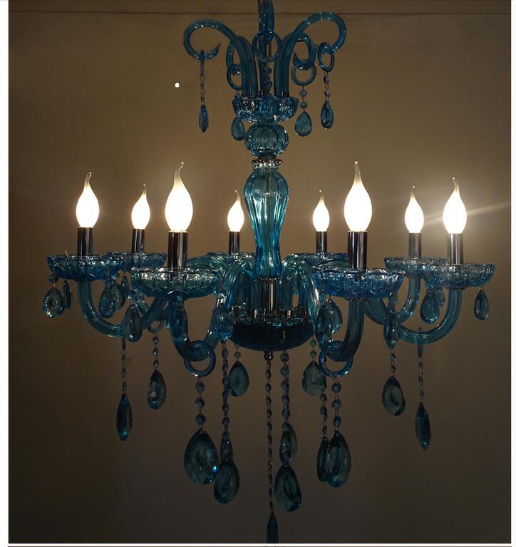 modern blue crystal chandelier bohemia chandelier lustres de cristal decoration tiffany pendants and chandeliers home lighting